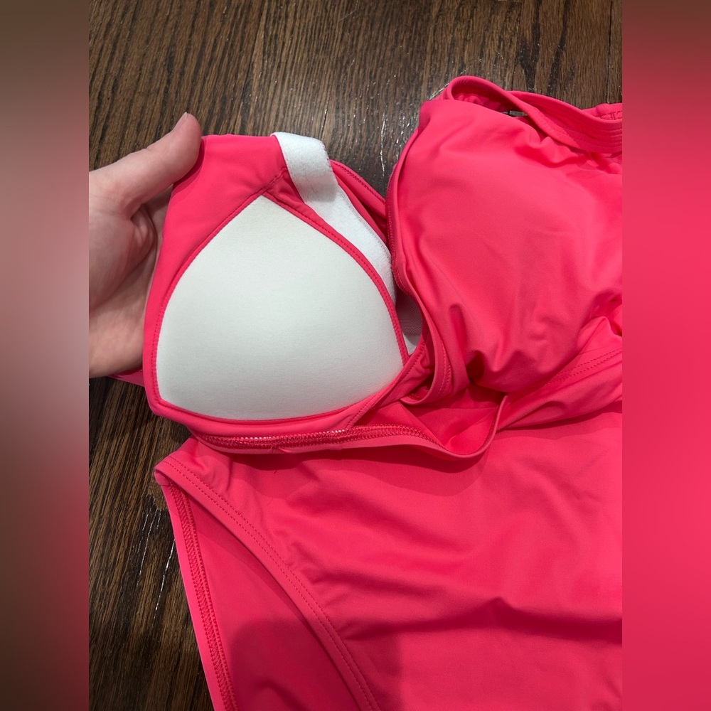 New Tommy Bahama Tie Front Wrap One-Piece Swimsuit in Coral Coast Pink - Picture 5 of 9